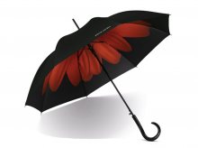 Pierre Cardin Flower Red dámský holový deštník s velkou květinou - Černá