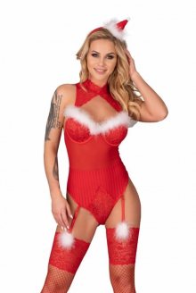 Vánoční kostým Limpid Snowflakes - LivCo Corsetti červená L/XL
