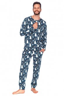 Pánské pyžamo Lesní medvěd modré  S