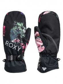 Roxy JETTY MITT TRUE BLACK BLOOMING PARTY zimní palcové rukavice - černá