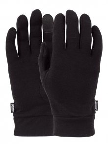 POW Merino Liner black pánské zimní prstové rukavice - černá