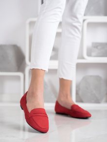 Trendy červené dámské  baleríny bez podpatku