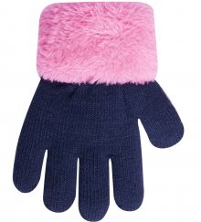 Dětské rukavičky zateplené kožíškem R-103 - YoJ tm.modrá/růžová 14