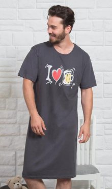 Pánská noční košile Vienetta Secret I love beer šedá | šedá | XL