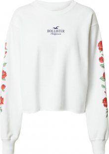 HOLLISTER Mikina bílá / červená / tmavě modrá