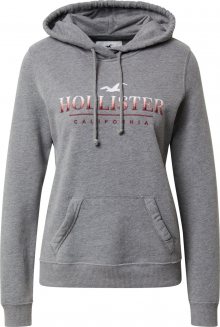 HOLLISTER Mikina šedý melír / bílá / tmavě červená / pastelově červená