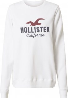 HOLLISTER Mikina bílá / noční modrá / červená