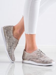 Designové  polobotky dámské hnědé bez podpatku