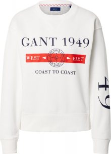 GANT Mikina \'D1. NAUTICAL\' bílá / námořnická modř / červená