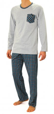 Pánské pyžamo s dlouhými rukávy 04 tyrkysová M
