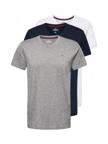 HOLLISTER Tričko bílá / šedý melír / námořnická modř / merlot