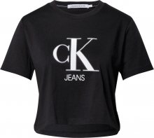 Calvin Klein Jeans Tričko černá / bílá