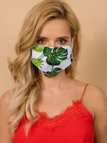 Opakovaně použitelná, bílá a zelená bavlněná maska ONE SIZE