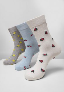 Urban Classics Recycled Yarn Fruit Socks 3-Pack grey+cream+lightblue - 39–42