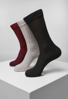 Urban Classics Cosy Jaquard Socks 3-Pack black/grey/burgundy - 39–42