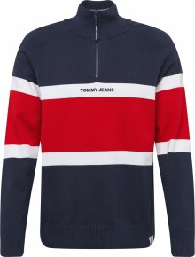 Tommy Jeans Svetr námořnická modř / bílá / ohnivá červená