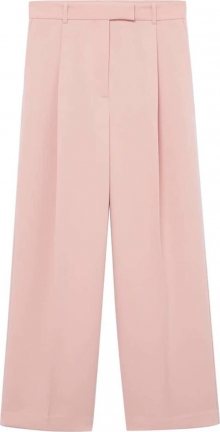 MANGO Kalhoty se sklady v pase světle růžová