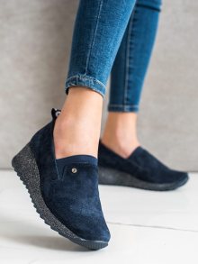 Stylové dámské  polobotky modré na klínku