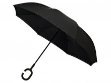 IMPLIVA Obrácený holový deštník s dvojitým potahem - Černá