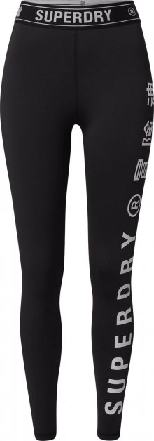 Superdry Sportovní kalhoty černá / bílá