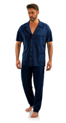 Pánské pyžamo Kotvy - Sesto Senso tmavě modrá - vzor XXL