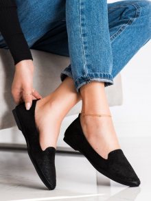 Pěkné černé  mokasíny dámské bez podpatku