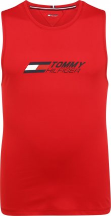 Tommy Sport Funkční tričko červená / tmavě modrá / bílá