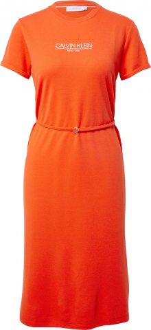 Calvin Klein Šaty oranžově červená / bílá