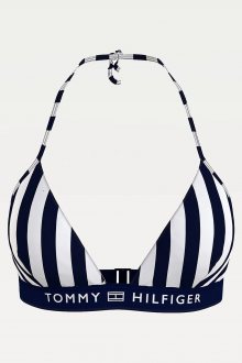 Tommy Hilfiger modro-bílý pruhovaný horní díl plavek Triangle Fixed - XS
