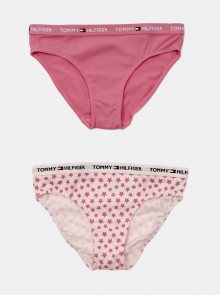 Růžový 2 PACK dívčích kalhotek Tommy Hilfiger Bikini Logo - 140-152