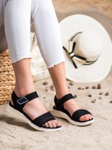 Módní černé  sandály dámské bez podpatku