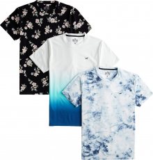 HOLLISTER Tričko černá / bílá / modrá