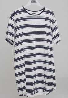 Urban Classics Double Stripe Long Shaped Tee offwhite/navy - S