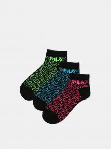Sada tří párů černých dámských vzorovaných ponožek FILA