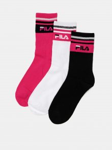 Sada tří párů dámských ponožek v černé a růžové barvě FILA
