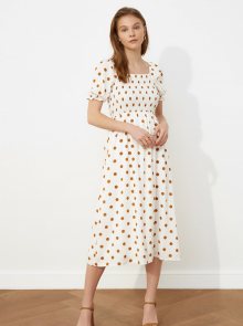 Trendyol bílé puntíkované midi šaty - XS