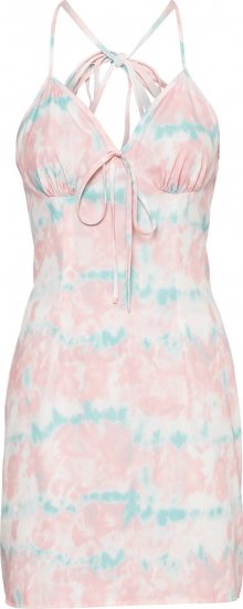 Missguided Letní šaty pink / bílá / tyrkysová