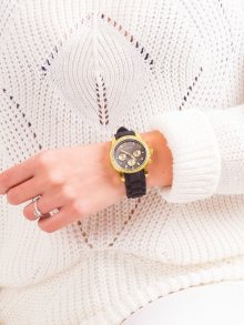 Silikonové hodinky s ozdobným černým ciferníkem ONE SIZE