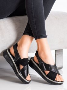 Trendy  sandály černé dámské bez podpatku