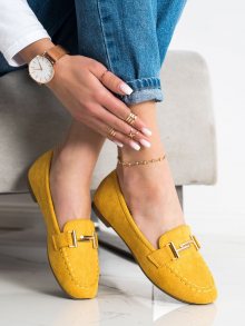 Praktické dámské zlaté  mokasíny bez podpatku