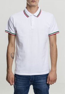 Urban Classics Double Stripe Poloshirt white/navy/fire red - S