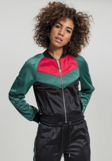 Urban Classics Ladies Short Raglan Track Jacket black/green/fire red - XS