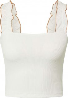 JDY Top \'FULLA\' bílá / tmavě hnědá