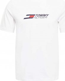 Tommy Sport Funkční tričko offwhite / tmavě modrá / červená