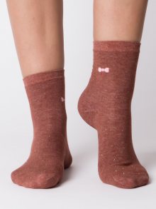 Hnědé ponožky s lesklou zlatou nití 35-39
