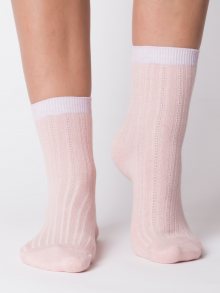 Růžové bavlněné žebrované ponožky 38-42