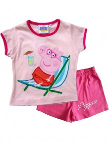 Bílo-růžové krátké dívčí pyžamo peppa pig