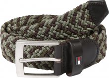 TOMMY HILFIGER Opasek \'ADAN\' khaki / tmavě zelená / černá