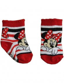Minnie mouse - červené pruhované ponožky