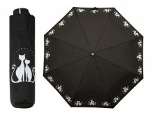 Doppler Dreaming Cats dámský skládací deštník s bílými kočkami - Černá